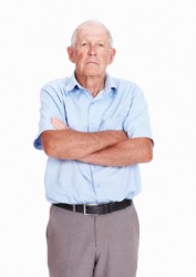 This man looks obdurate. This man looks obdurate.