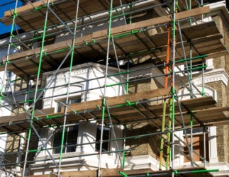 Scaffolding on a building. Scaffolding on a building.