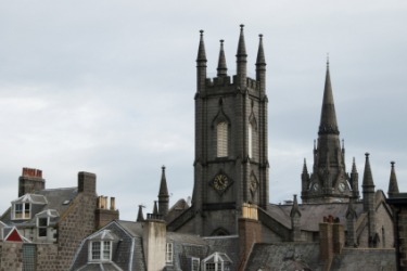 A view of the rooftops and steeples of Aberdeen, Scotland A view of the rooftops and steeples of Aberdeen, Scotland