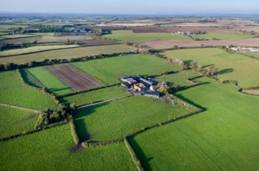 An aerial view of farmland. An aerial view of farmland.