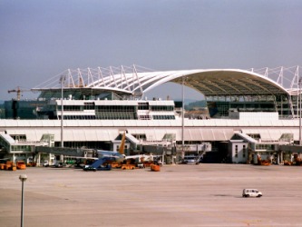 The terminal of a modern airport. The terminal of a modern airport.