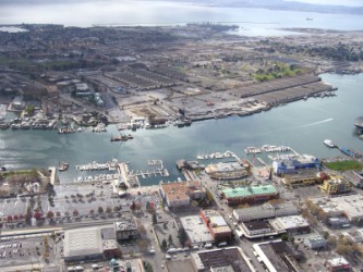 The city of Alameda, California, as seen from the air. The city of Alameda, California, as seen from the air.