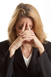 A woman showing anguish. A woman showing anguish.