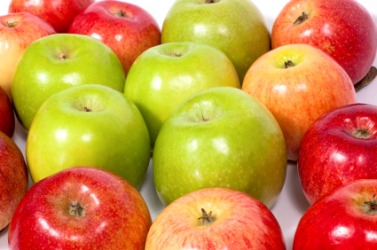 A group of different types of apples. A group of different types of apples.
