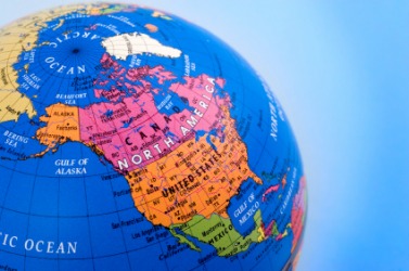 A globe showing the Arctic Ocean and Arctic Circle on the top. A globe showing the Arctic Ocean and Arctic Circle on the top.