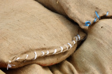 Burlap bagging was used to make these bags. Burlap bagging was used to make these bags.