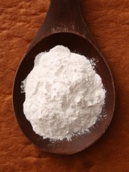 A spoonful of baking powder. A spoonful of baking powder.