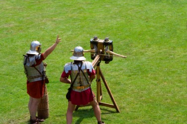 A ballista about to be fired. A ballista about to be fired.