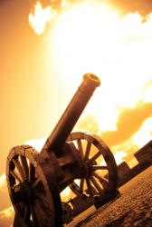 Bang is the sound a cannon makes. Bang is the sound a cannon makes.