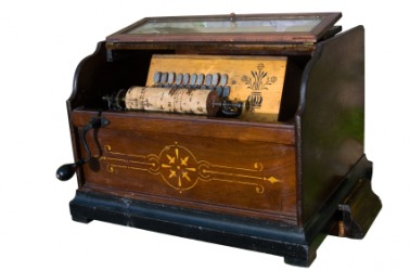 A barrel organ. A barrel organ.