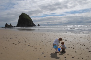 Two young beachcombers. Two young beachcombers.