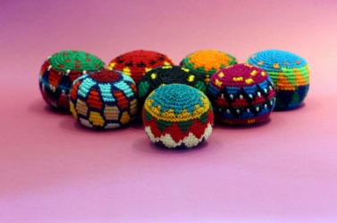 Several colorful beanbags. Several colorful beanbags.
