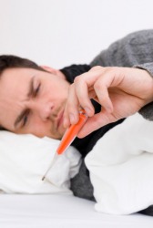 A man bedfast with a fever. A man bedfast with a fever.