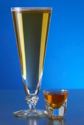 A shot of whiskie with a beer is called a boilermaker. A shot of whiskie with a beer is called a boilermaker.
