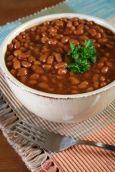 A bowl of Boston baked beans. A bowl of Boston baked beans.
