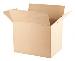 A plain cardboard box. A plain cardboard box.