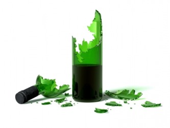 Someone broke this wine bottle. Someone broke this wine bottle.