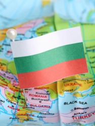 A map of Bulgaria and its flag. A map of Bulgaria and its flag.