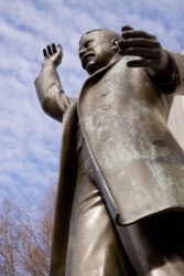 A statue of Theodore Roosevelt, the leader of the Bull Moose Party. A statue of Theodore Roosevelt, the leader of the Bull Moose Party.