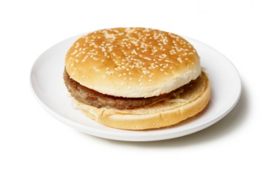 A basic burger sandwich. A basic burger sandwich.