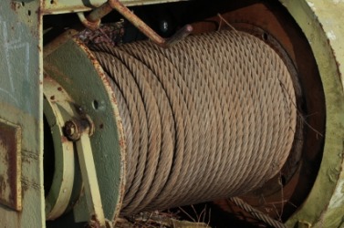 A roll of steel cable. A roll of steel cable.