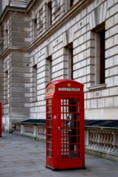A call box in London. A call box in London.
