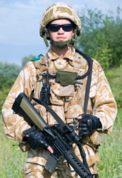 This soldiers camouflage uniform is often referred to as camo. This soldiers camouflage uniform is often referred to as camo.