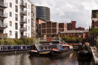 Canalboats in Birmingham, England Canalboats in Birmingham, England