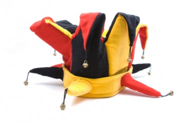A cap and bells as worn by a jester. A cap and bells as worn by a jester.