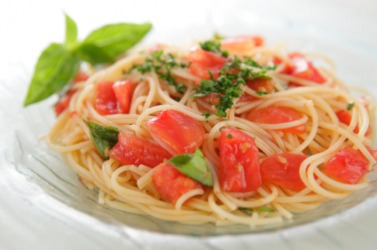 A dish made with angel hair pasta. A dish made with angel hair pasta.