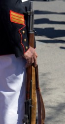 An honor guard holding a carbine. An honor guard holding a carbine.