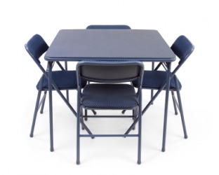 A folding card table with chairs. A folding card table with chairs.