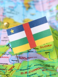 The flag of the Central African Republic showing its location on a map. The flag of the Central African Republic showing its location on a map.
