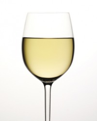 A glass of Chablis wine. A glass of Chablis wine.