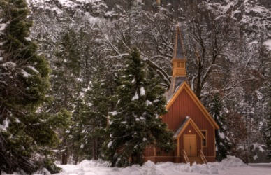 The small chapel in Yosemite. The small chapel in Yosemite.