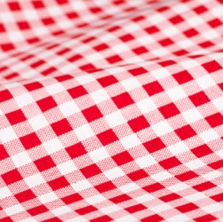 A checked tablecloth. A checked tablecloth.