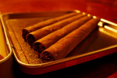 A tray of cheroot cigars. A tray of cheroot cigars.