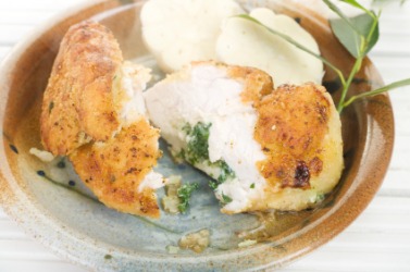 A plate of chicken Kiev. A plate of chicken Kiev.