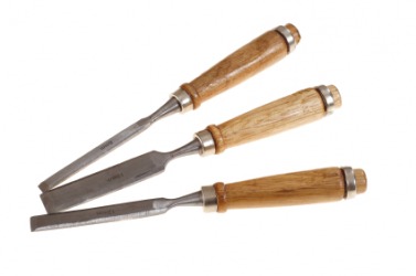 A set of woodworking chisels. A set of woodworking chisels.