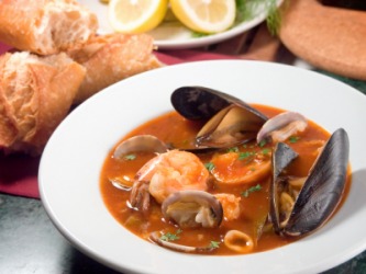 A bowl of cioppino. A bowl of cioppino.