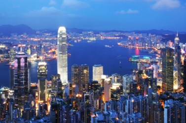 A large city at night. A large city at night.