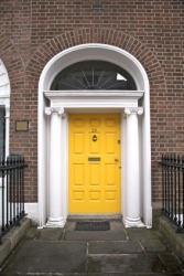 A closed door. A closed door.