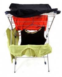 Laundry drying on a clotheshorse. Laundry drying on a clotheshorse.