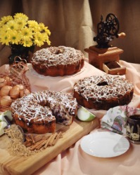 A variety of different coffeecakes. A variety of different coffeecakes.