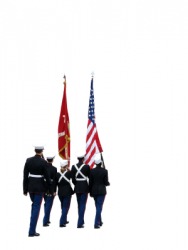 The color guard for a parade. The color guard for a parade.