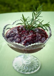 A dish of cranberry compote. A dish of cranberry compote.