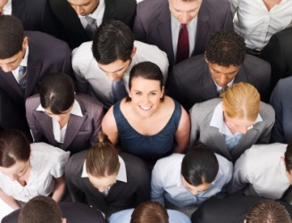 A lot of people crammed together. A lot of people crammed together.