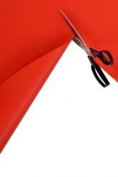 A pair of scissors cuts a piece of paper. A pair of scissors cuts a piece of paper.