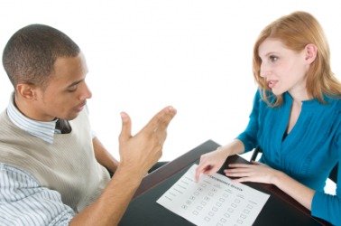 Two people having a debate. Two people having a debate.