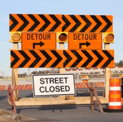 Signs indicating a detour. Signs indicating a detour.